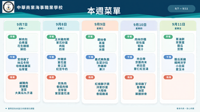 115學年度一學期第二週(1150907-0911)學生菜單圖片